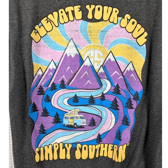 Simply Southern Elevate Your Soul T-Shirt Large Gray Mountain Graphic Outdoor - Picture 2 of 5